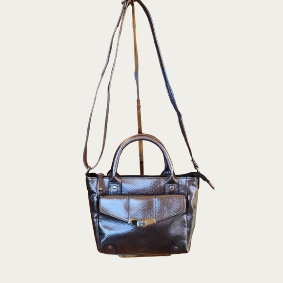 Bling IRRIDESCENT TREVISO Silver Mini-Tote With Crossbody Strap, EUC - Picture 4 of 15